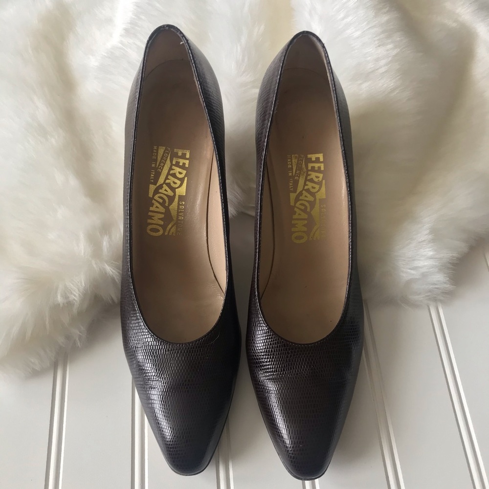 Salvatore Ferragamo brown heel 9 AAAA leather - Picture 3 of 14